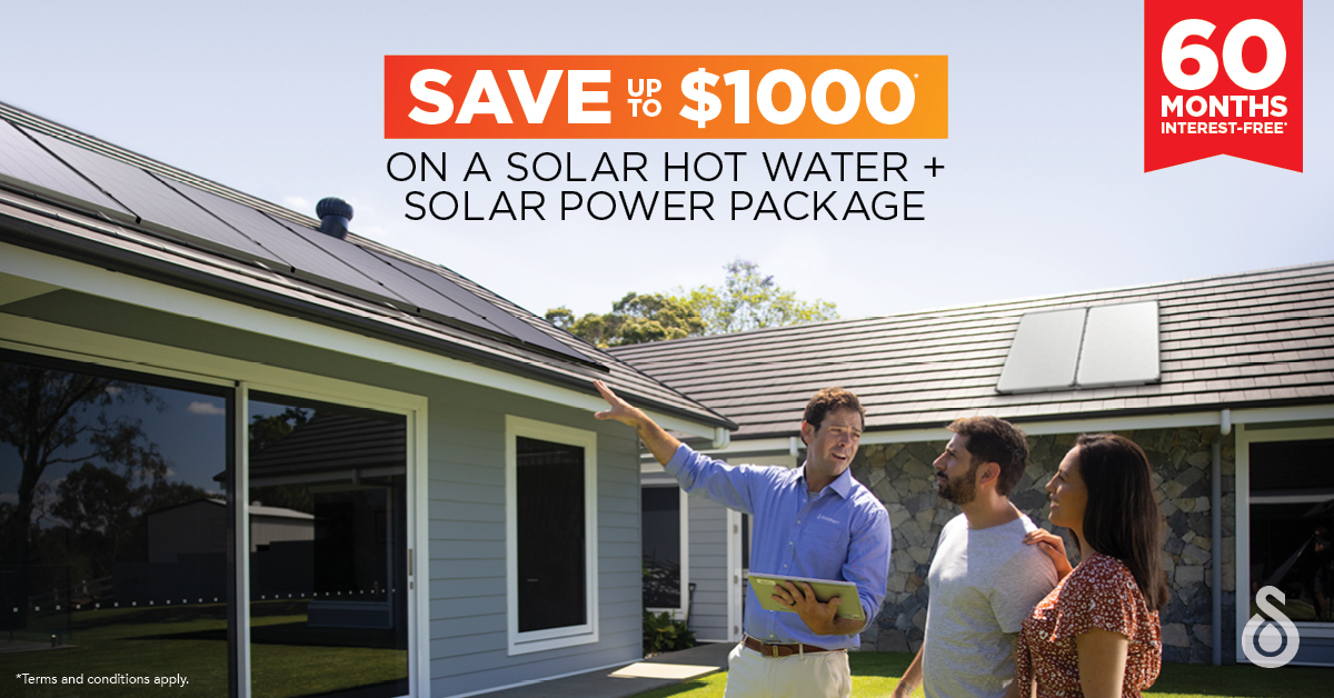 Solahart 60 month interest-free and save up to $1000 on a solar hot water and solar power package